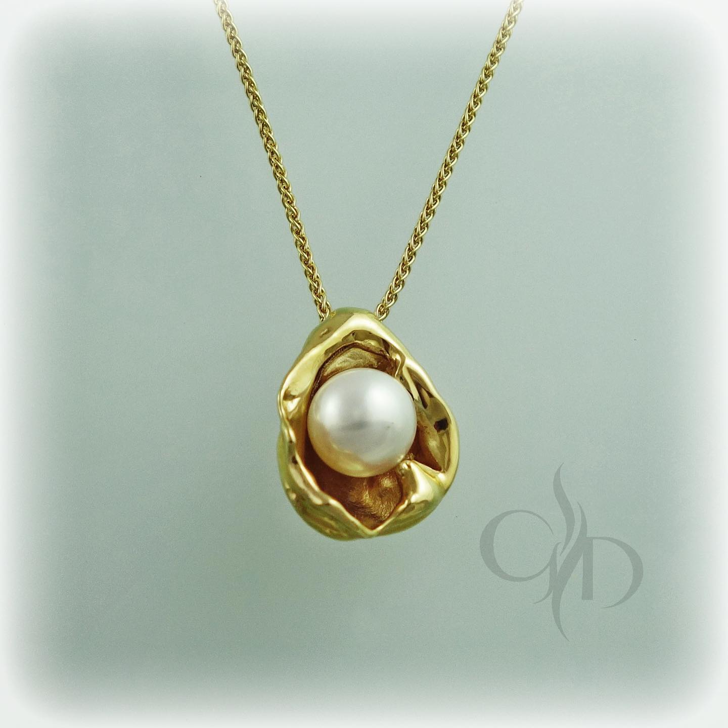 14K Yellow Gold outlet Pearl Necklace 18 Chain